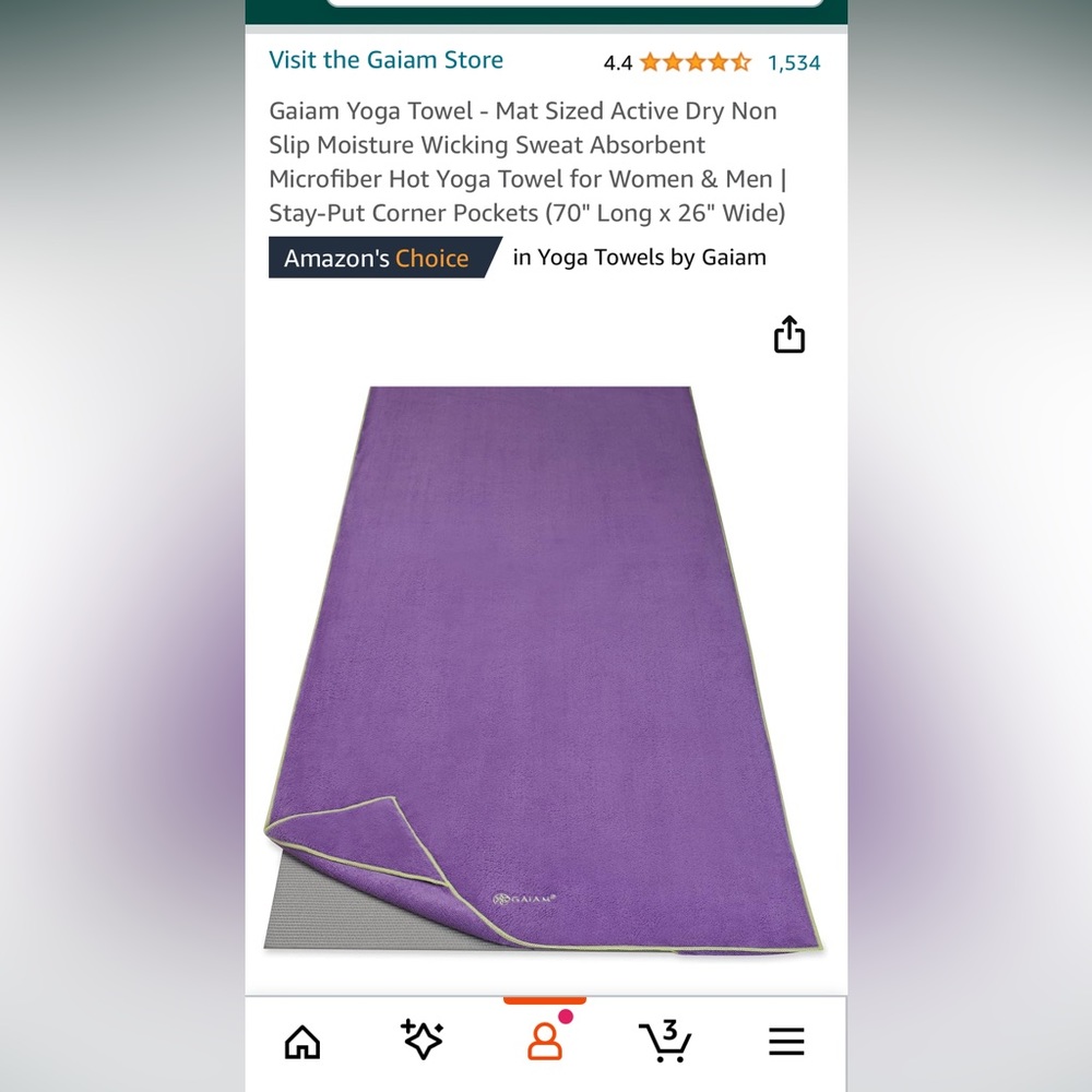 Gaiam Yoga Towel. NWT.